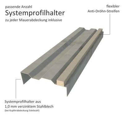 Click-Attika aus Aluminium Natur Länge: 1,00 Meter für 40 cm Mauerbreite