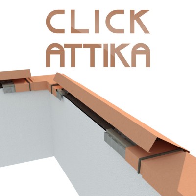 Click-Attika aus Stahlblech Enzianblau Länge: 2,00 Meter für 16 cm Mauerbreite
